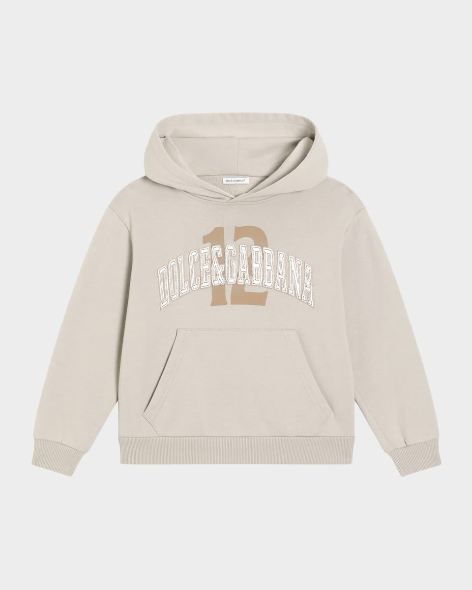 Boy's Logo Embroidered Cotton Hoodie, Size 4-